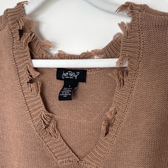 Just Polly Cowgirl Western Frayed Sweater Large - Picture 6 of 9